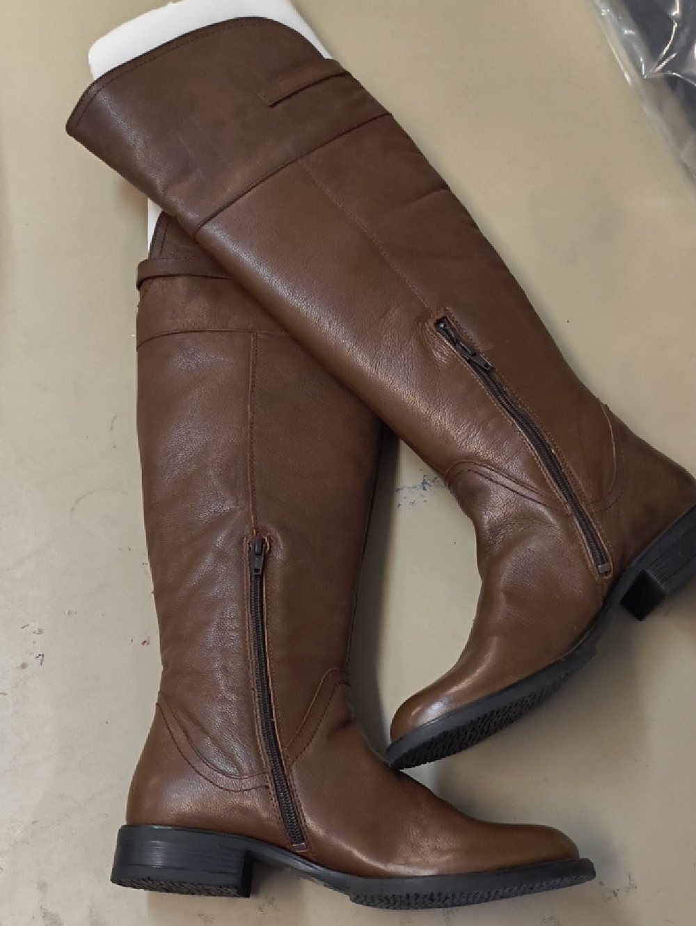 Diba Women's Over-the-Knee Brown Zip Riding Boots Size 10M, Genuine Leather